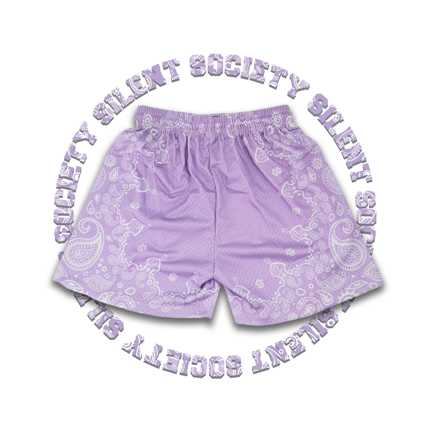 SILENT SOC. PAISLEY MESH SHORTS (LAVENDER/WHITE)