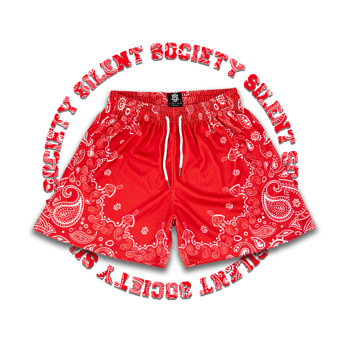 SILENT SOC. PAISLEY MESH SHORTS (CHERRY RED/WHITE)