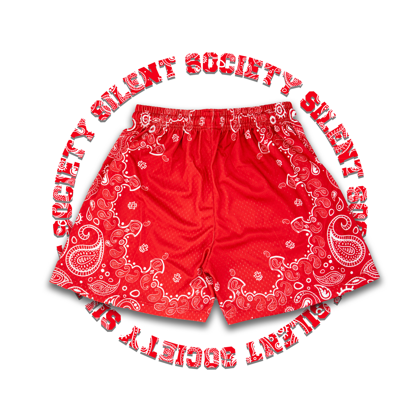 SILENT SOC. PAISLEY MESH SHORTS (CHERRY RED/WHITE)