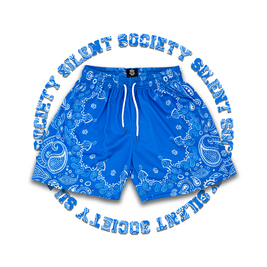 SILENT SOC. PAISLEY MESH SHORTS (ROYAL BLUE/WHITE)