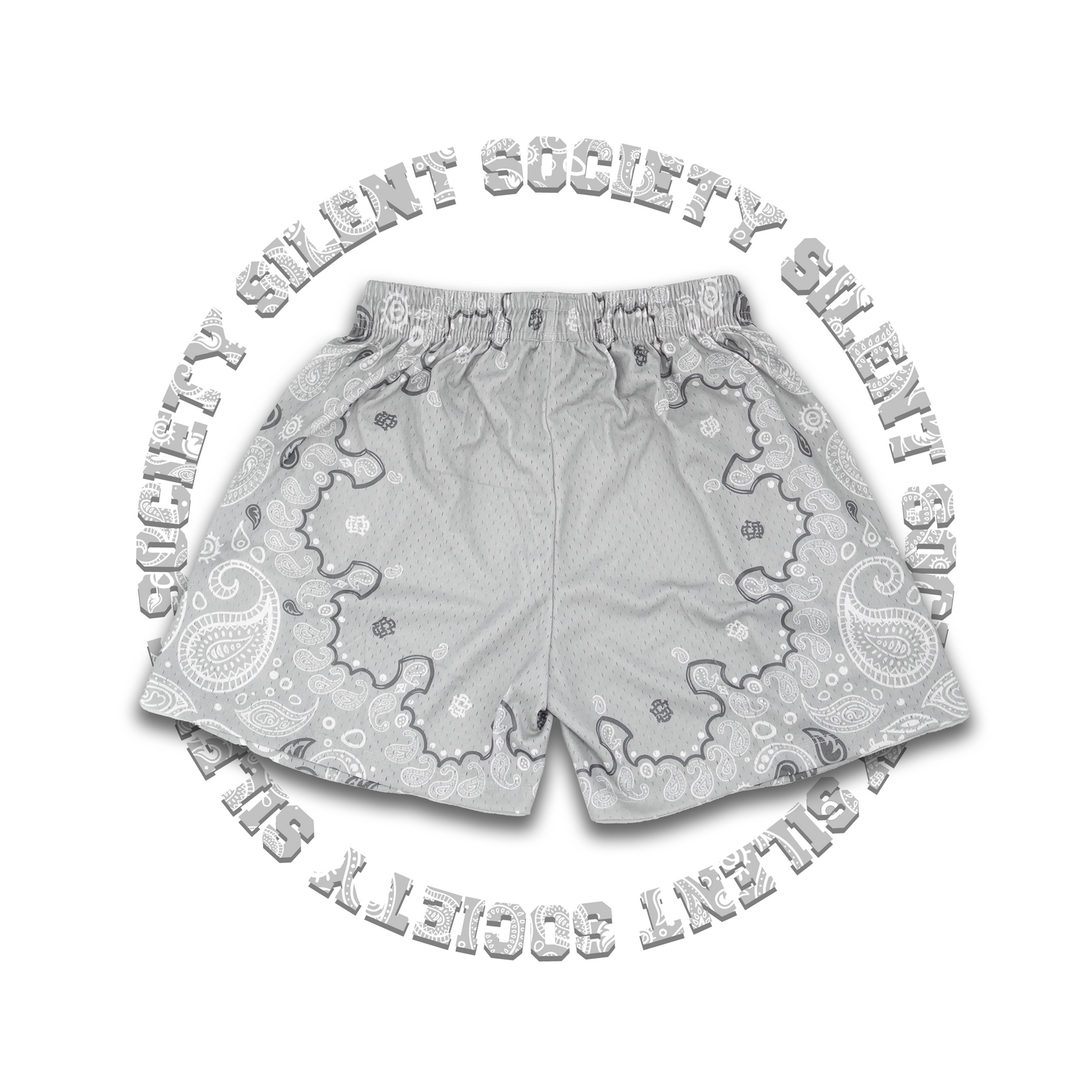 SILENT SOC. PAISLEY MESH SHORTS (COOL GREY/WHITE)