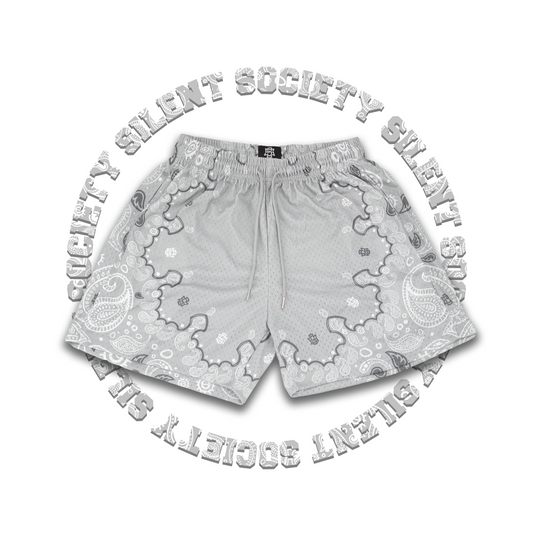 SILENT SOC. PAISLEY MESH SHORTS (COOL GREY/WHITE)