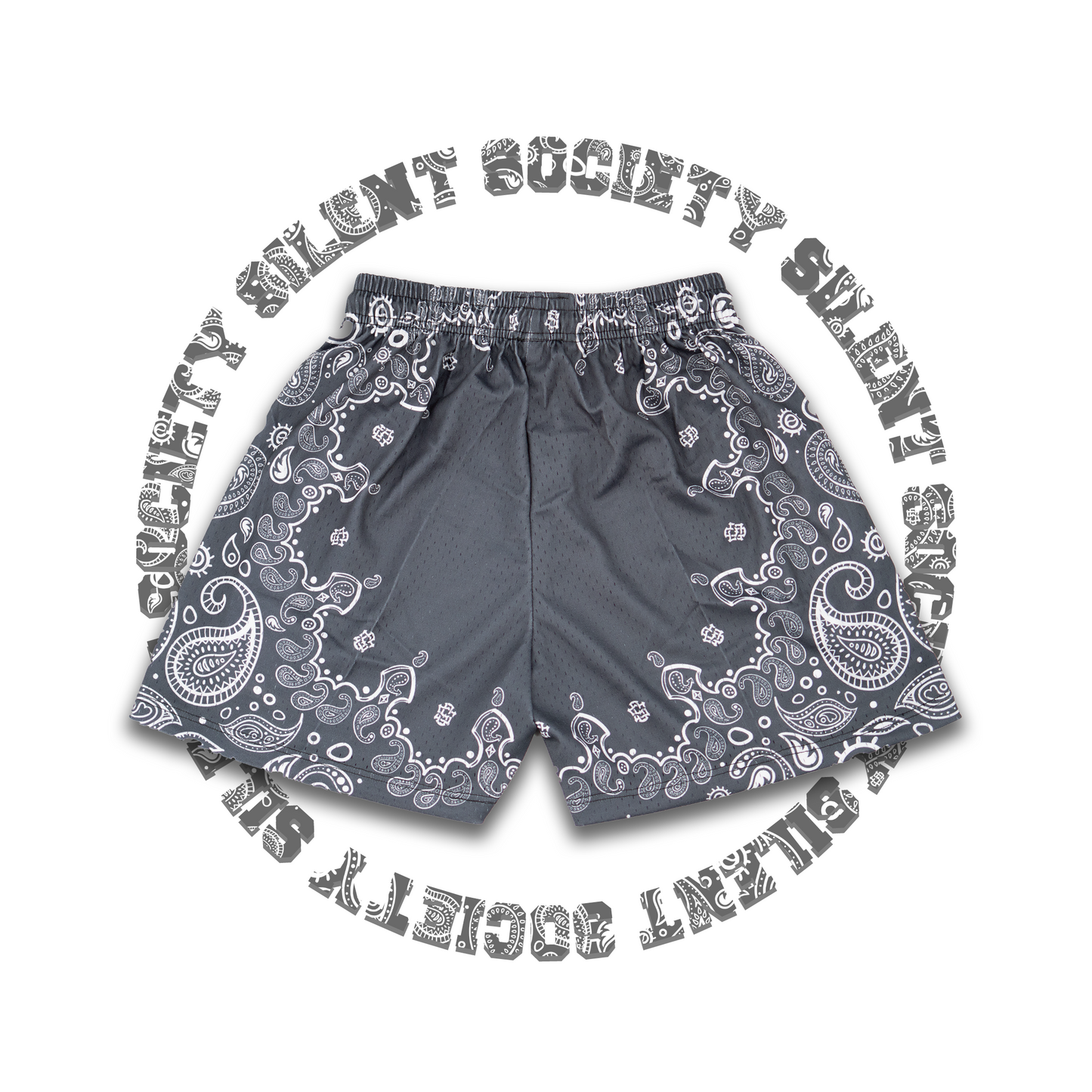 SILENT SOC. PAISLEY MESH SHORTS (WOLF GREY/WHITE)