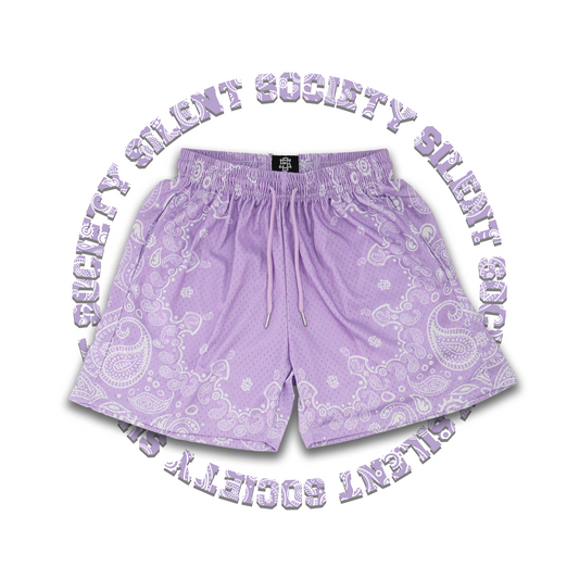 SILENT SOC. PAISLEY MESH SHORTS (LAVENDER/WHITE)