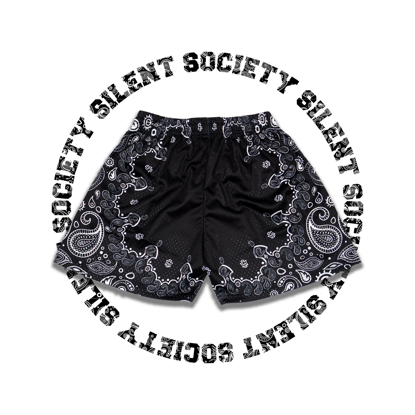 SILENT SOC. PAISLEY MESH SHORTS (BLACK/WHITE)