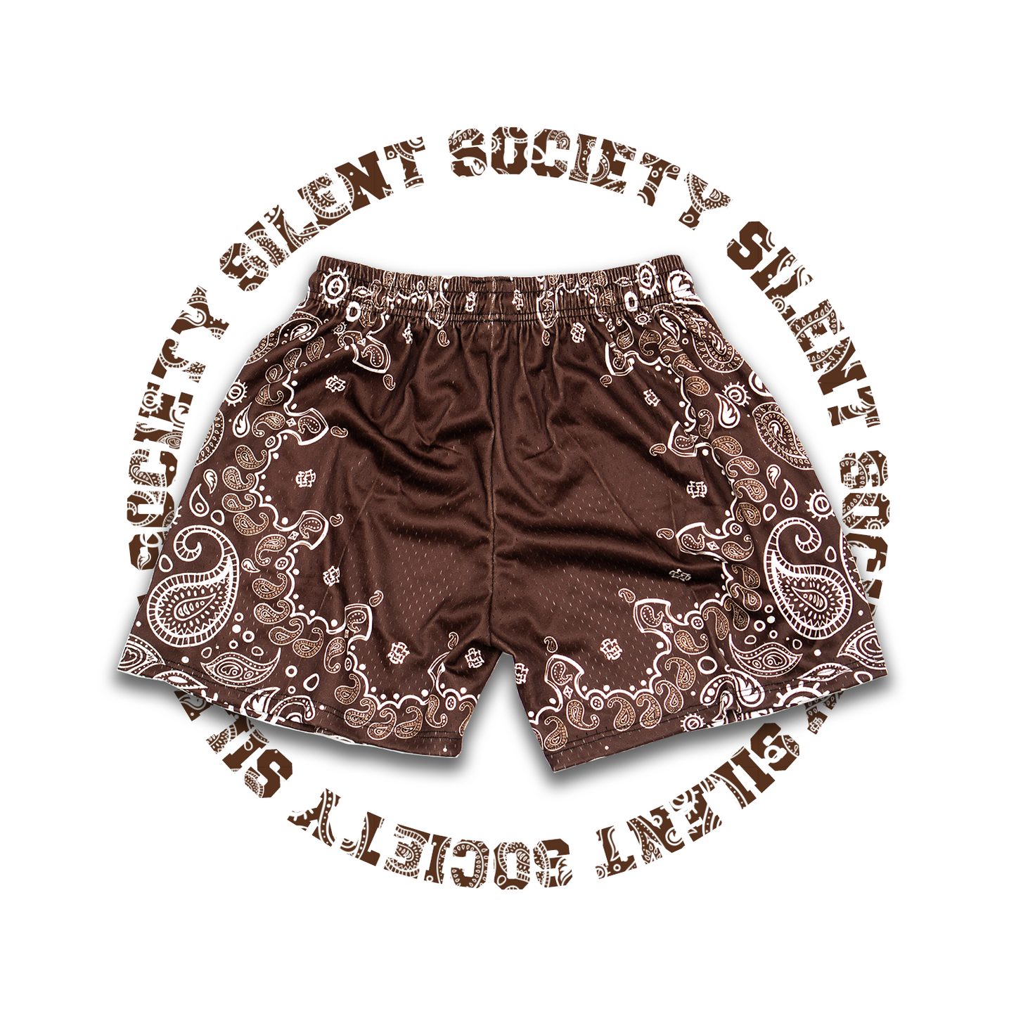 SILENT SOC. PAISLEY MESH SHORTS (MOCHA/WHITE)