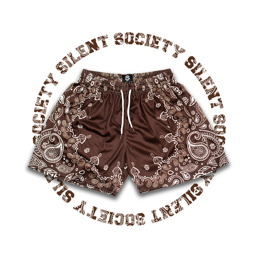 SILENT SOC. PAISLEY MESH SHORTS (MOCHA/WHITE)