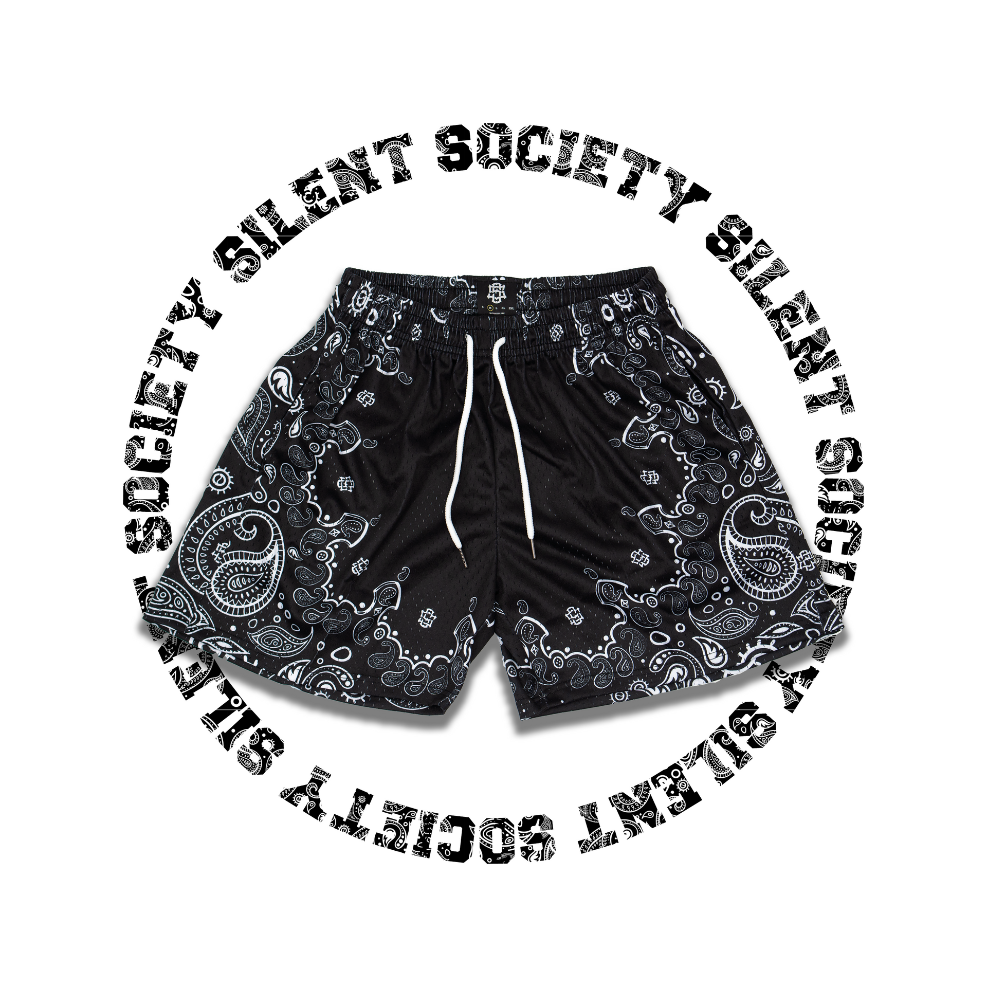 【BLACKEYEPATCH】 PAISLEY VELOUR SHORTS SILENT SOC. PAISLEY MESH SHORTS (BLACK/WHITE) – Silent Society