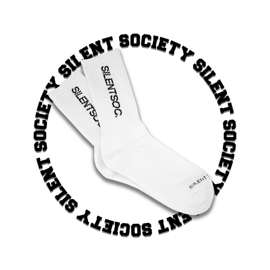 SILENTSOC. CREW SOCKS (WHITE/ BLACK)